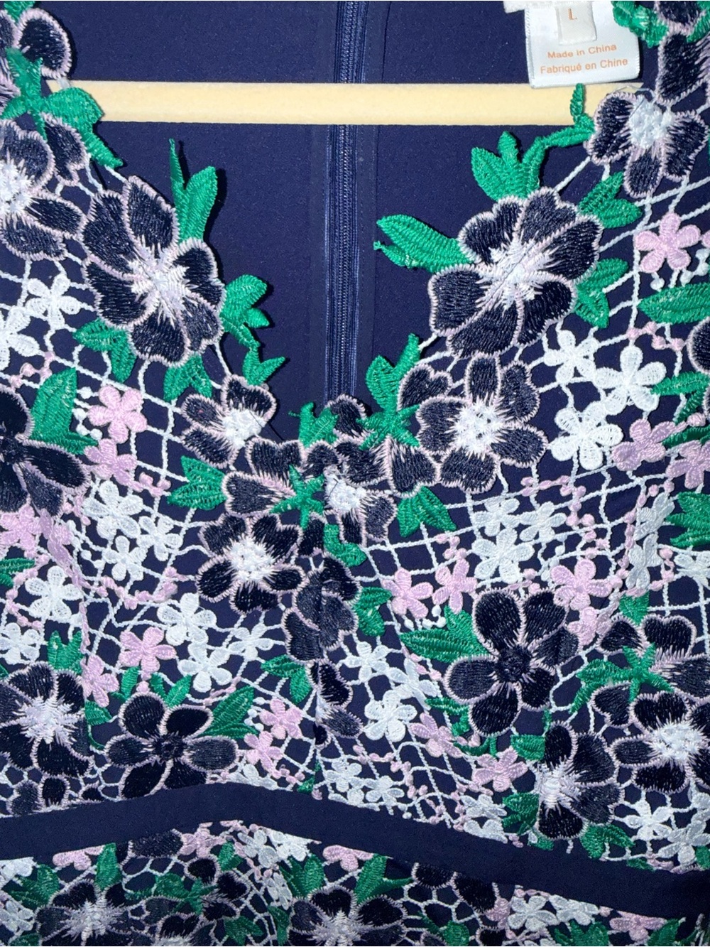 foxiedox by Anthropologie Navy, Green & Pink Floral Lace Midi Dress - Picture 3 of 5